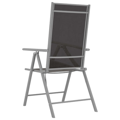 Dining Set | Silver and Black | Powder-coated aluminium, textilene, glass