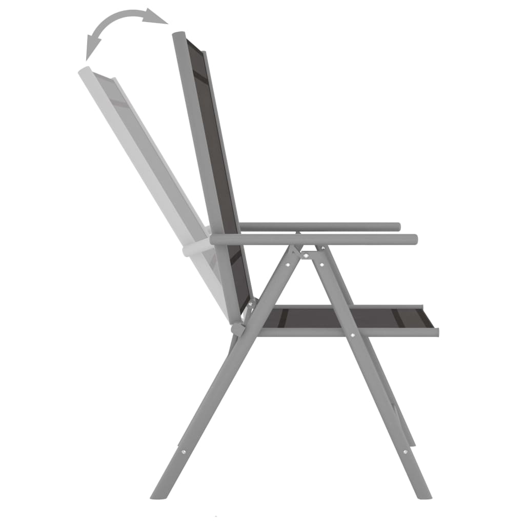 Dining Set | Silver and Black | Powder-coated aluminium, textilene, glass