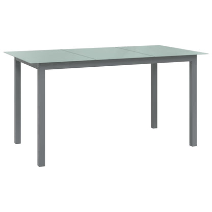 Dining Set | Silver and Black | Powder-coated aluminium, textilene, glass