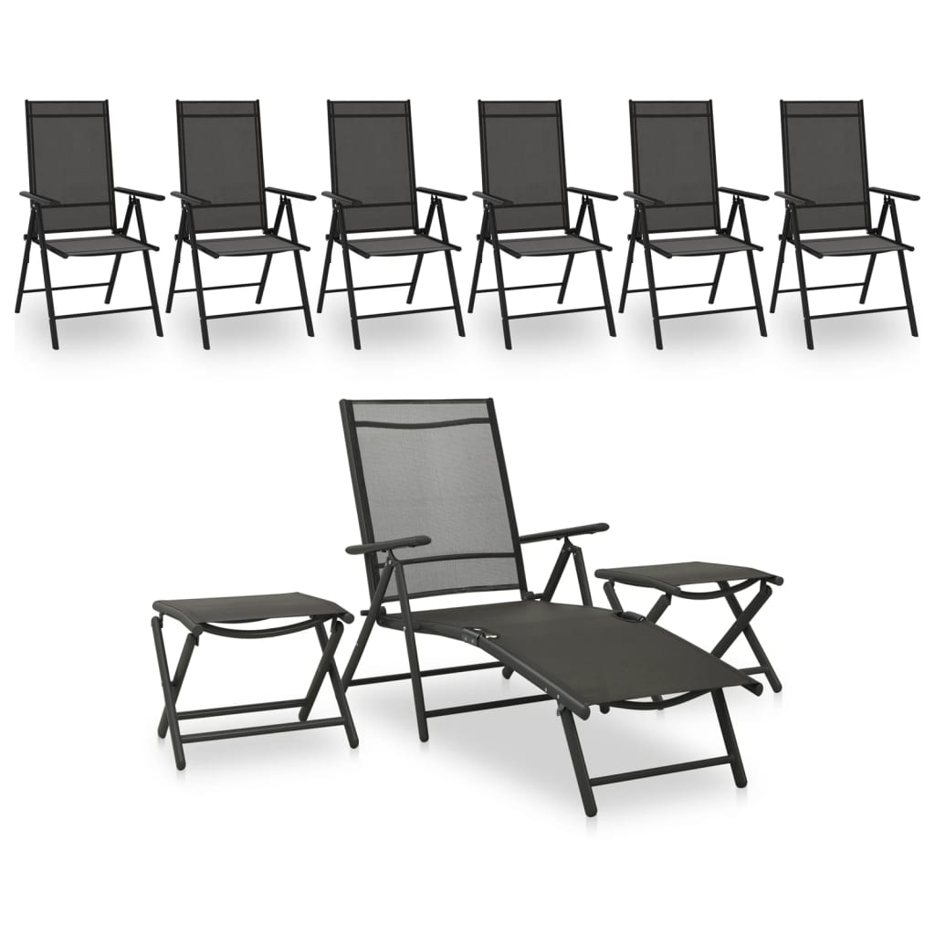Garden Lounge Set | Black and Anthracite | Aluminium, Textilene | Medium