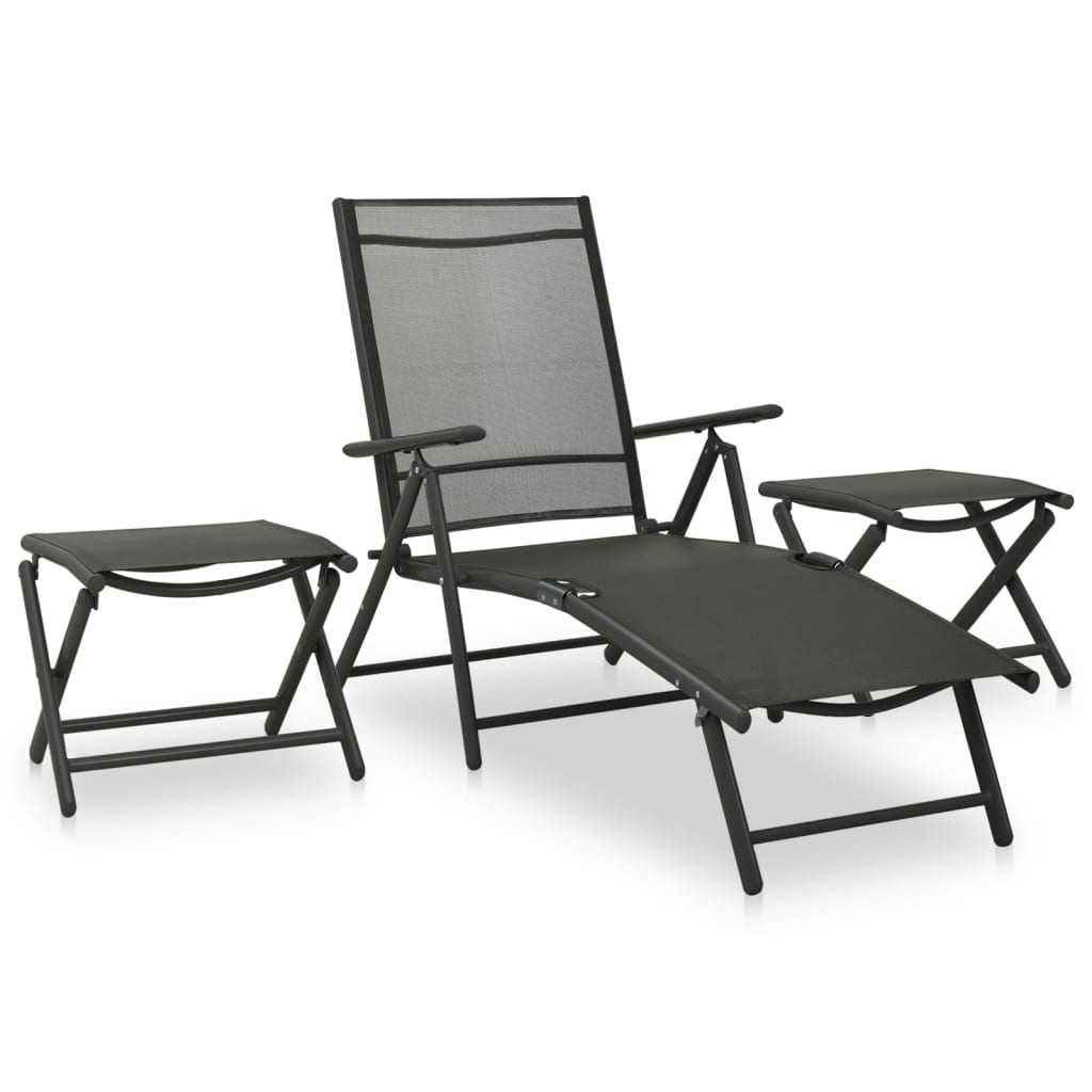 Garden Lounge Set | Black and Anthracite | Aluminium, Textilene | Medium