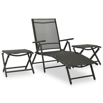Garden Lounge Set | Black and Anthracite | Aluminium, Textilene | Medium