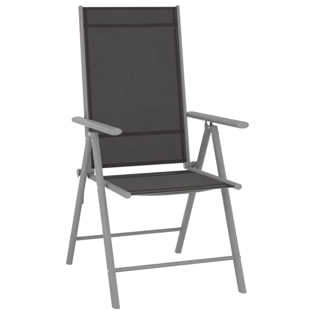 Dining Set | Black, Silver, Light Grey | Aluminium, Textilene, Glass