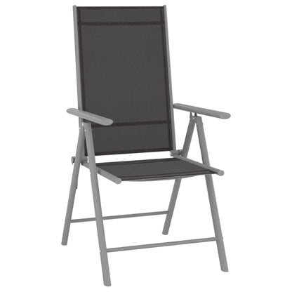 Dining Set | Black, Silver, Light Grey | Aluminium, Textilene, Glass