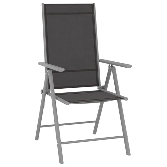 Dining Set | Black, Silver, Light Grey | Aluminium, Textilene, Glass