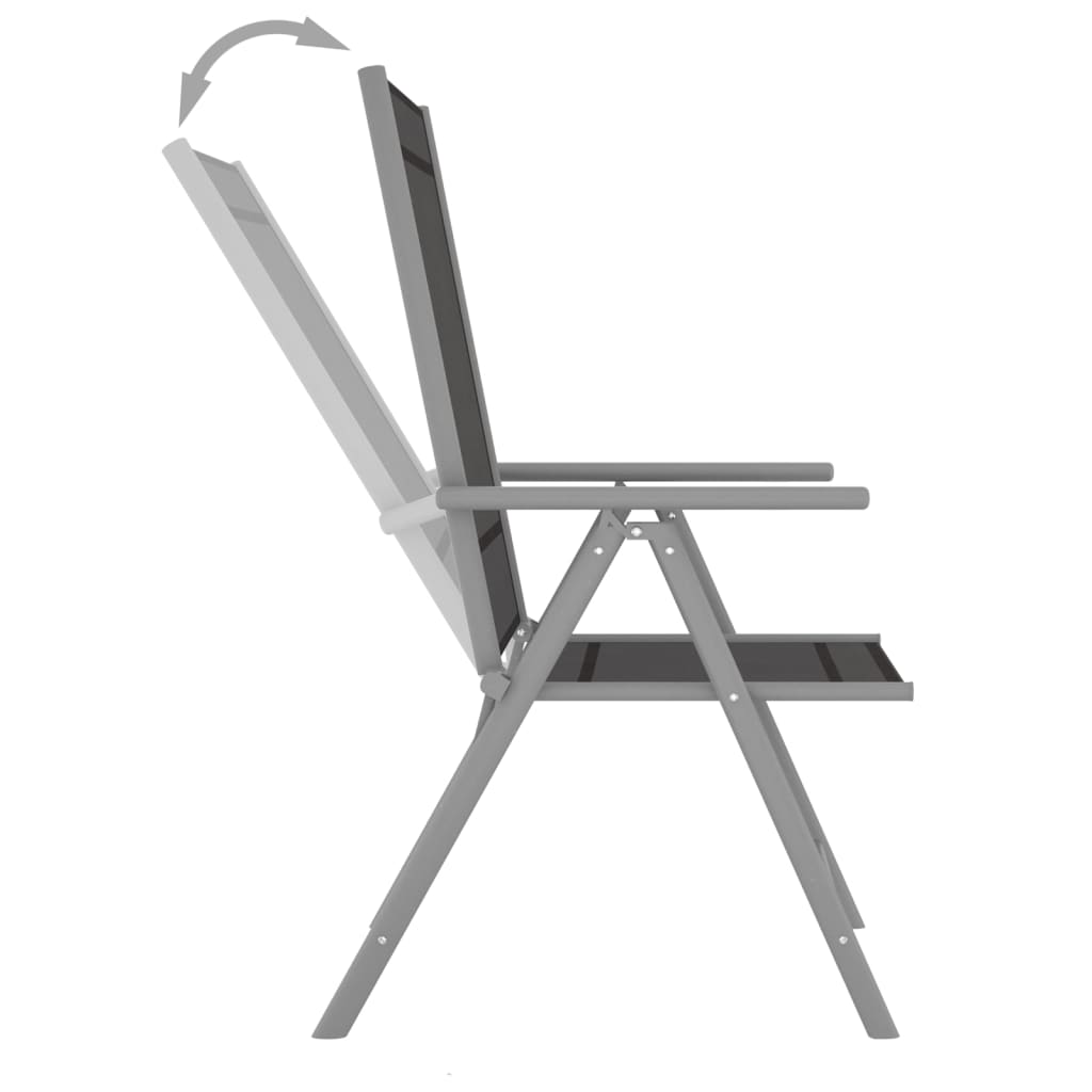 Dining Set | Black, Silver, Light Grey | Aluminium, Textilene, Glass