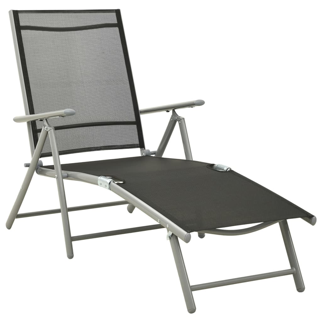 Dining Set | Black, Silver, Light Grey | Aluminium, Textilene, Glass