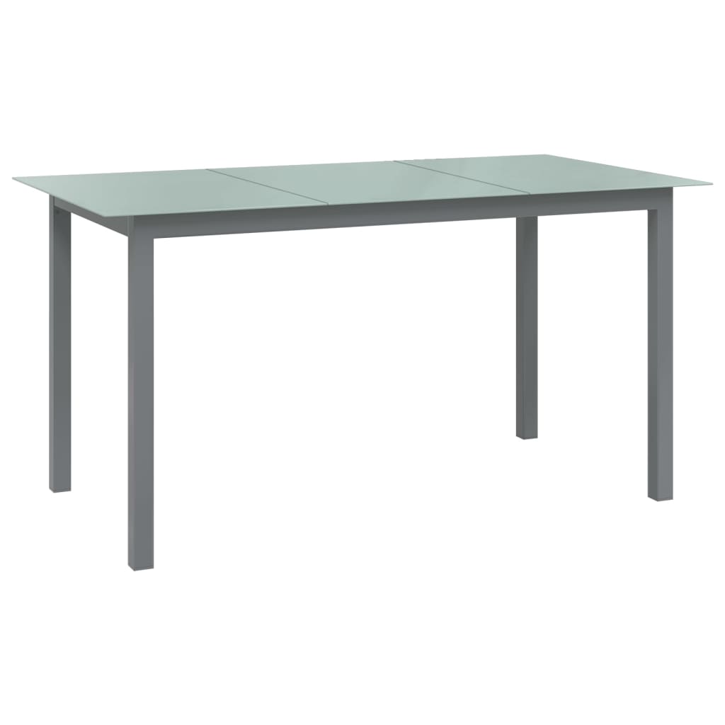 Dining Set | Black, Silver, Light Grey | Aluminium, Textilene, Glass