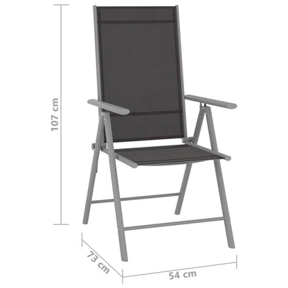 Dining Set | Black, Silver, Light Grey | Aluminium, Textilene, Glass