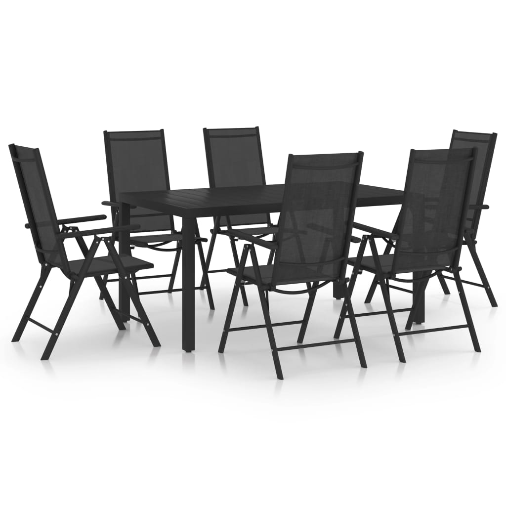 Dining Set | Black | Powder-coated aluminium, Textilene, WPC | Standard