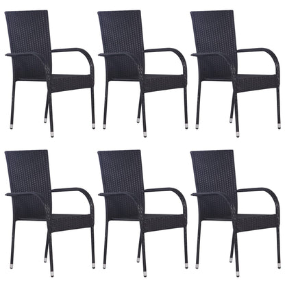Dining Set | Black | Solid Acacia wood, PE rattan, Powder-coated steel