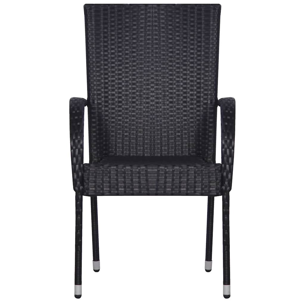 7 Piece Garden Dining Set Poly Rattan Black