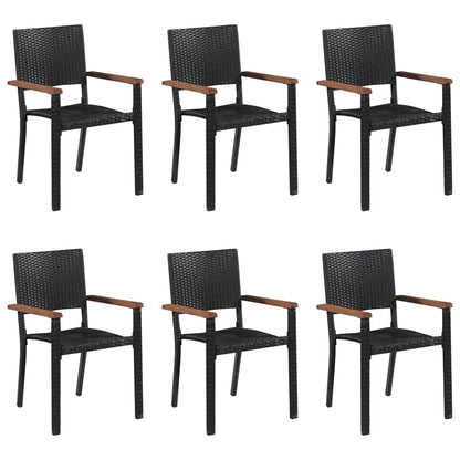 Dining Set | Black | Solid Acacia wood, PE rattan, Powder-Coated Steel