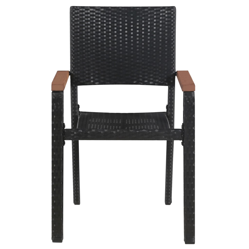 Dining Set | Black | Solid Acacia wood, PE rattan, Powder-Coated Steel