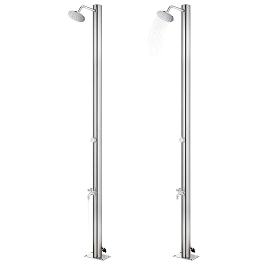 Garden Shower with Brown Base 220 cm Stainless Steel