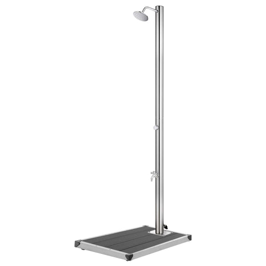 Garden Shower with Grey Base 220 cm Stainless Steel
