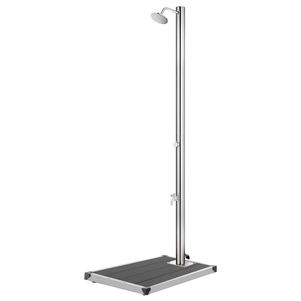 Garden Shower with Grey Base 220 cm Stainless Steel