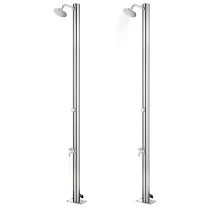 Garden Shower with Grey Base 220 cm Stainless Steel