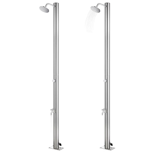 Garden Shower with Grey Base 220 cm Stainless Steel