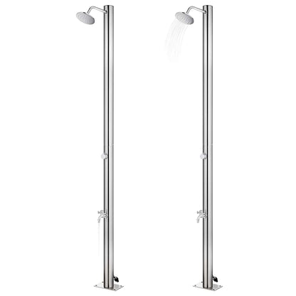 Garden Shower with Grey Base 220 cm Stainless Steel