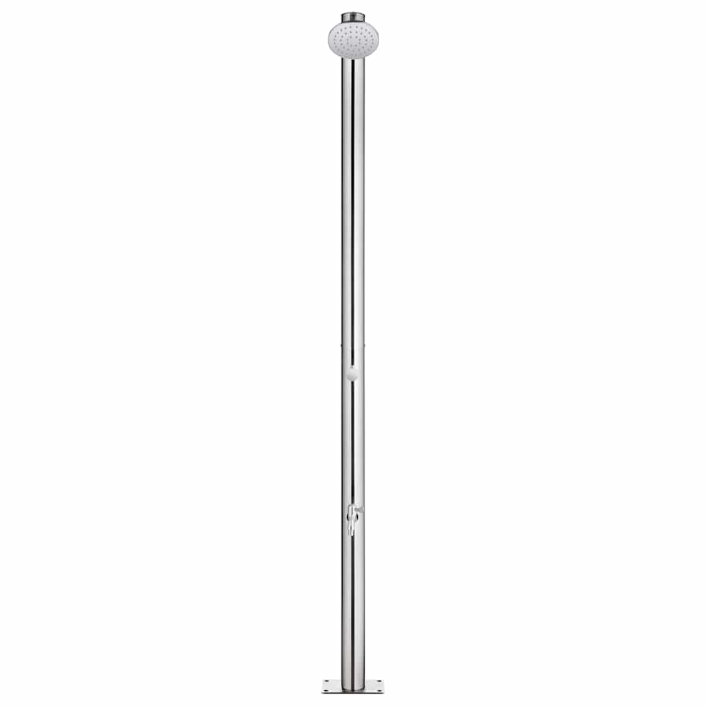 Garden Shower with Grey Base 220 cm Stainless Steel