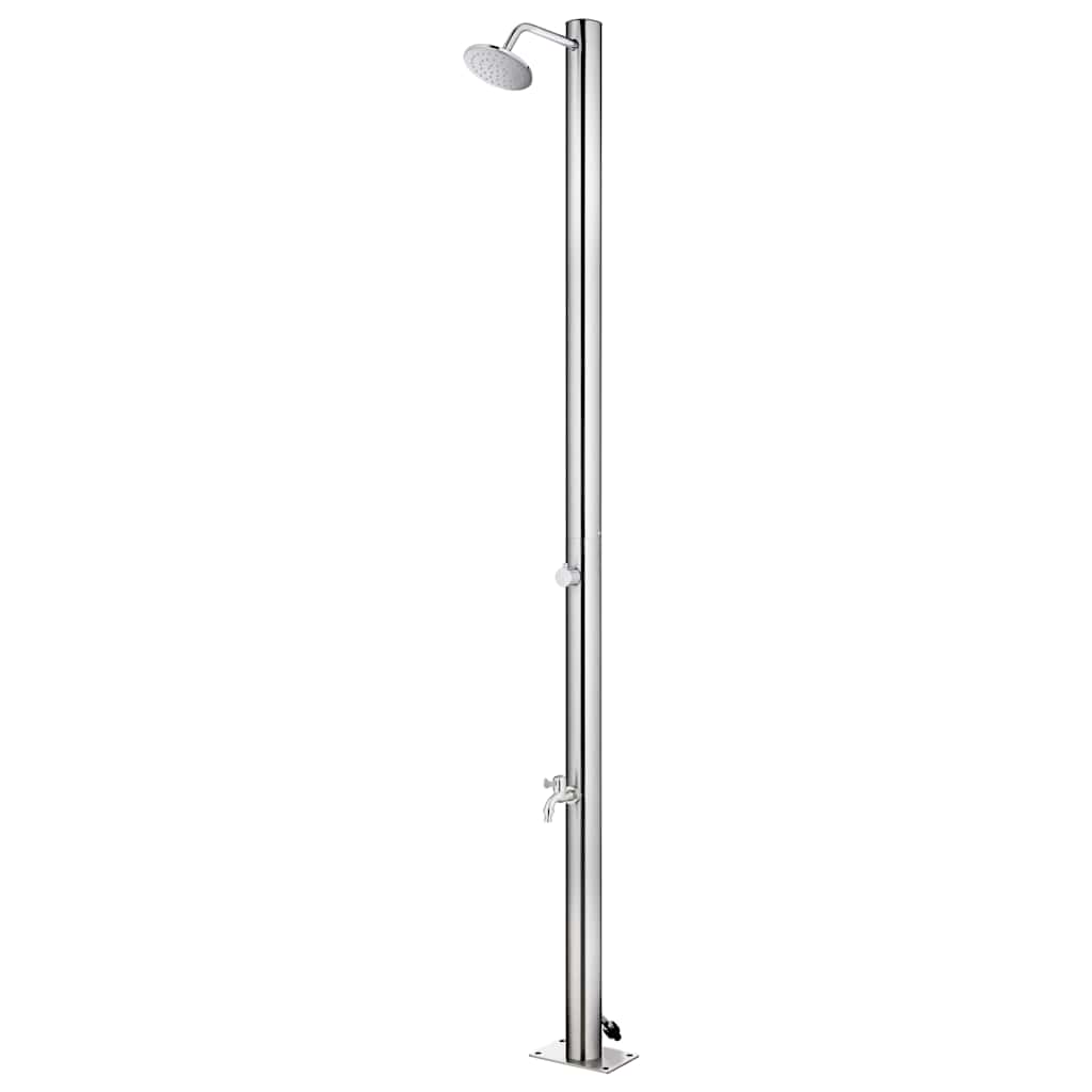 Garden Shower with Grey Base 220 cm Stainless Steel
