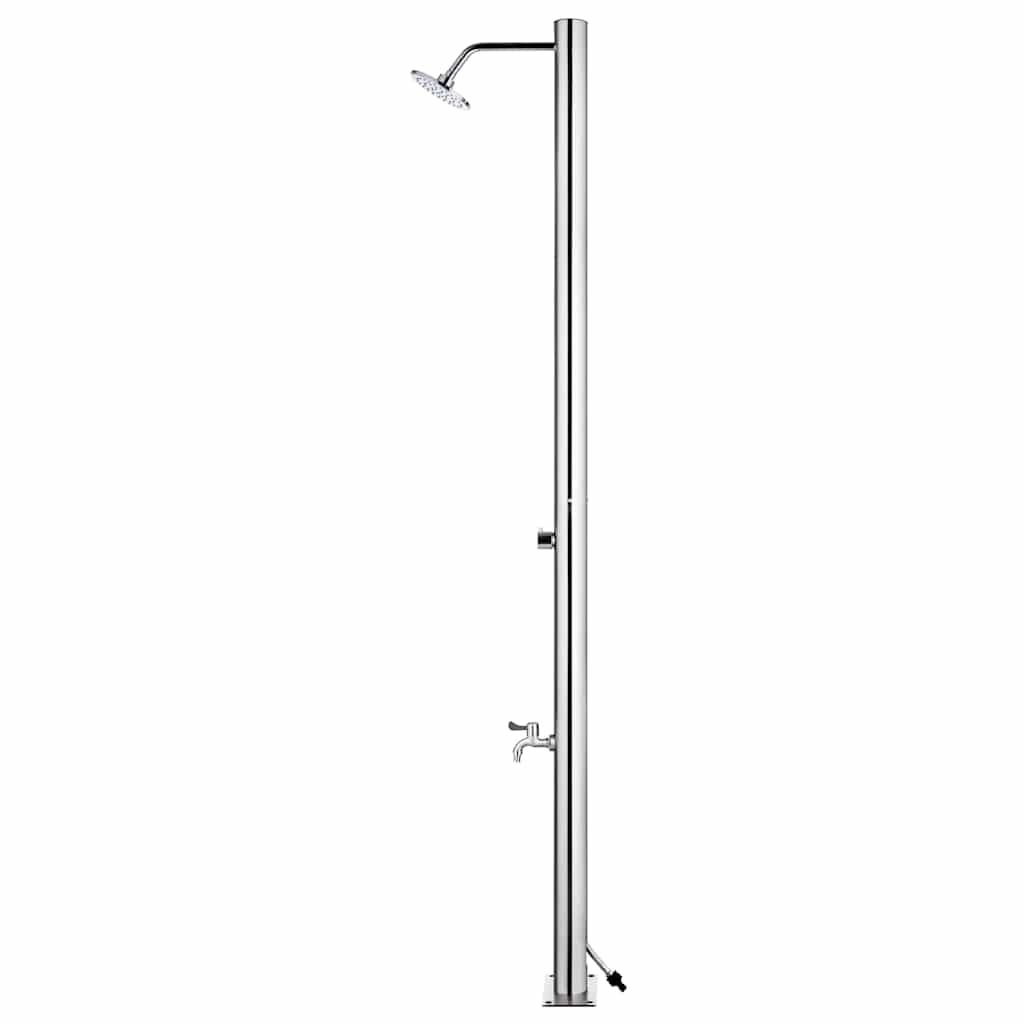 Garden Shower with Grey Base 220 cm Stainless Steel
