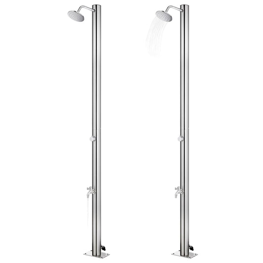 Garden Shower with Brown Base 220 cm Stainless Steel