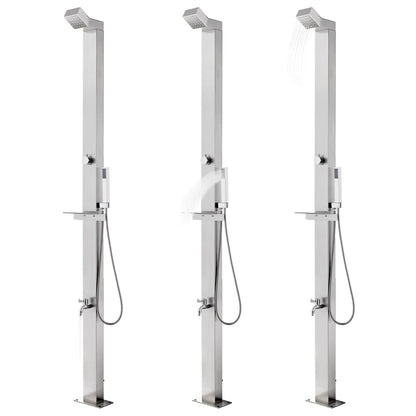 Garden Shower with Grey Base 225 cm Stainless Steel