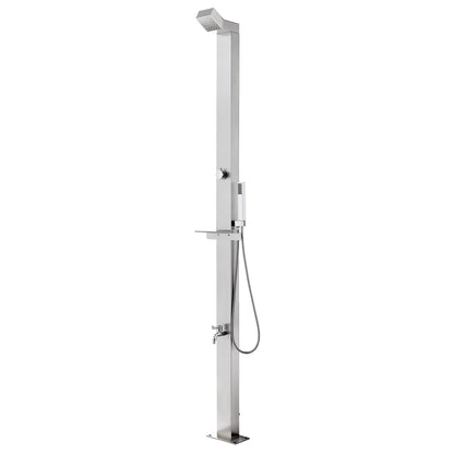 Garden Shower with Grey Base 225 cm Stainless Steel