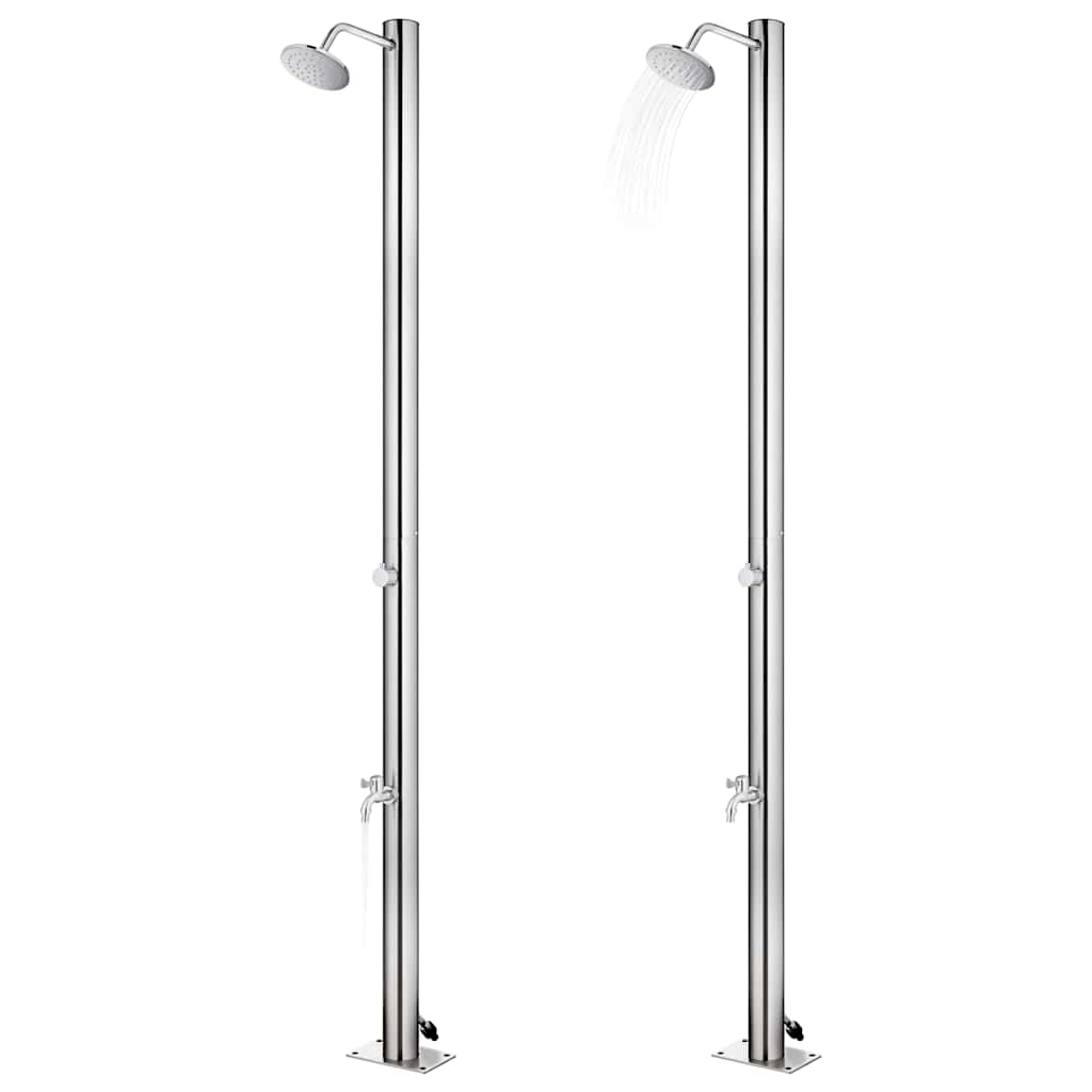 Garden Shower with Grey Base 220 cm Stainless Steel