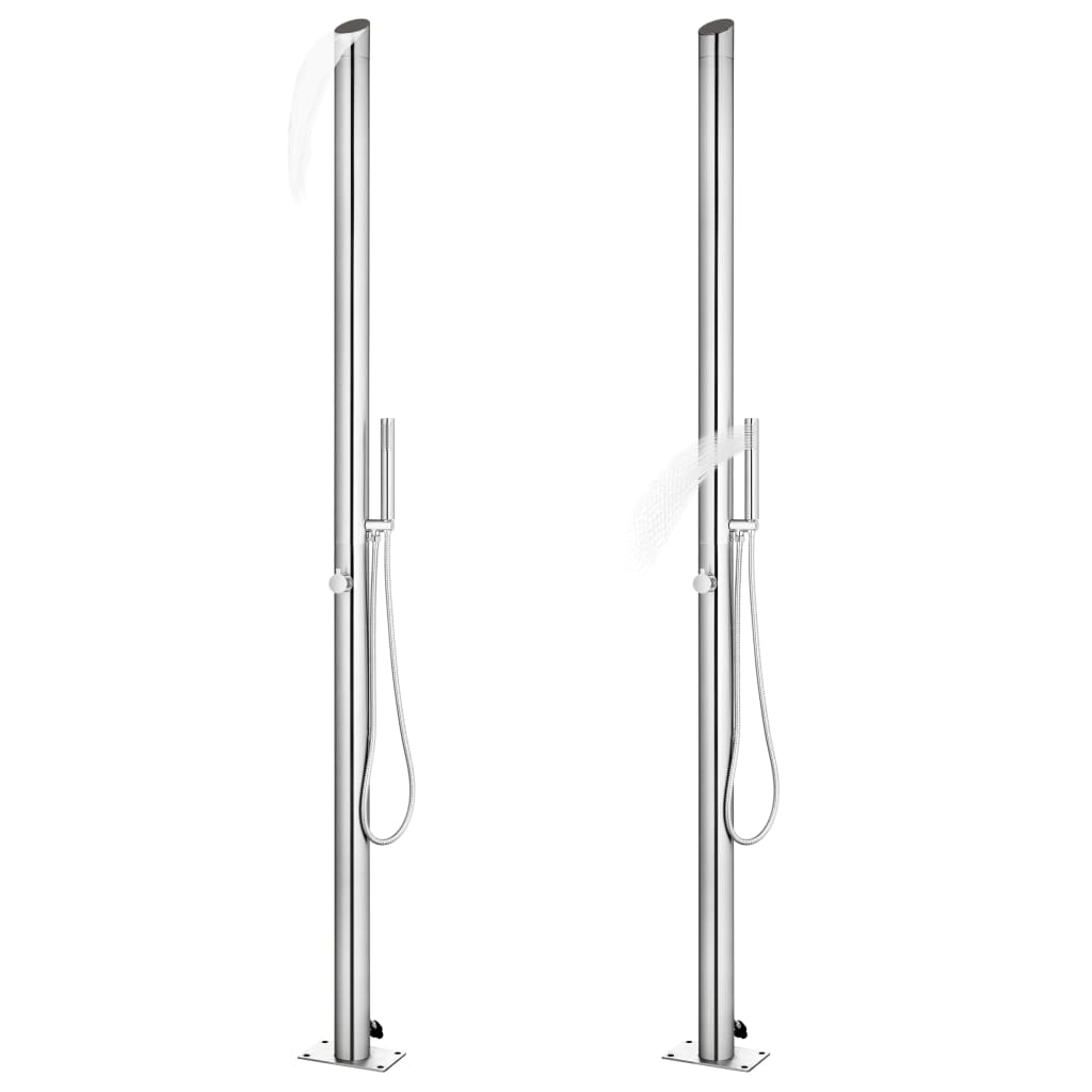 Garden Shower with Grey Base 225 cm Stainless Steel
