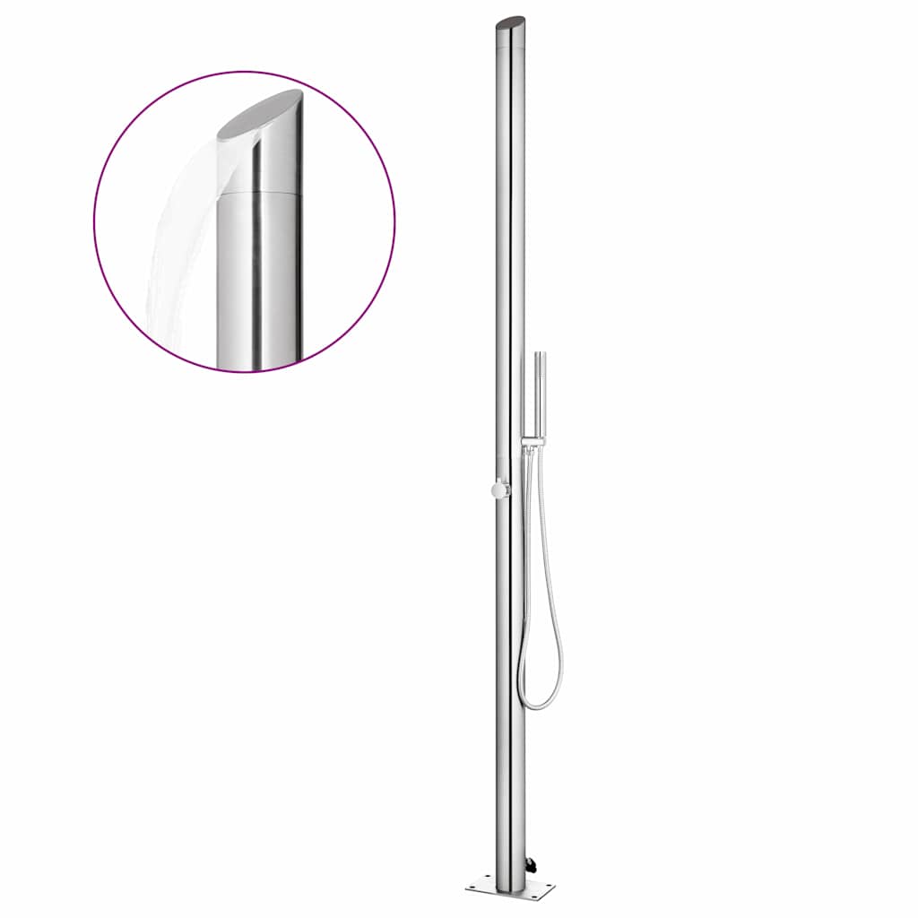 Garden Shower with Grey Base 225 cm Stainless Steel