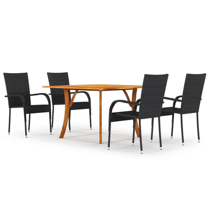 Dining Set | Black | Solid Acacia wood | Medium |  Stackable