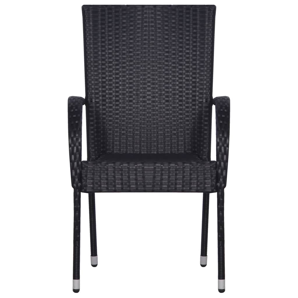 Dining Set | Black | Solid acacia wood | 5 Piece Set | Stackable