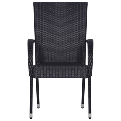 Dining Set | Black | Solid acacia wood | 5 Piece Set | Stackable