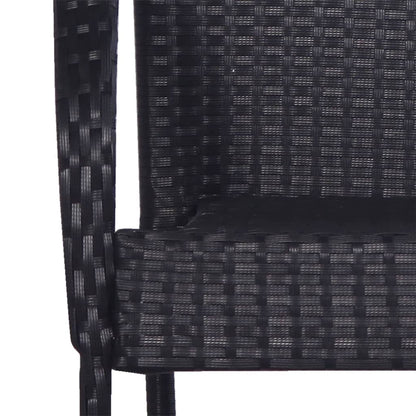 Dining Set | Black | Solid acacia wood | 5 Piece Set | Stackable