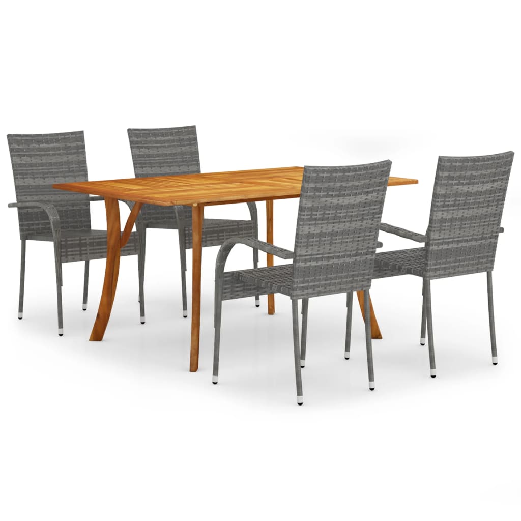 Dining Set | Grey | Solid Acacia wood | n/a | Stackable | Dining Set