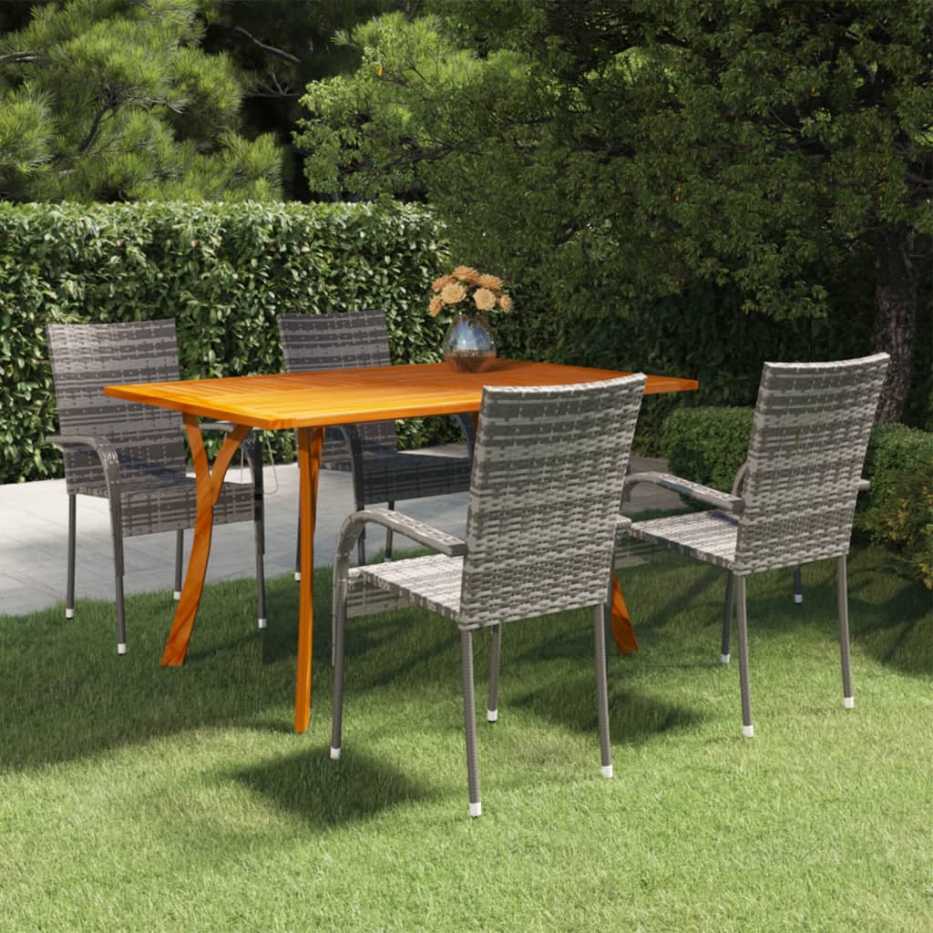 Dining Set | Grey | Solid Acacia wood | n/a | Stackable | Dining Set