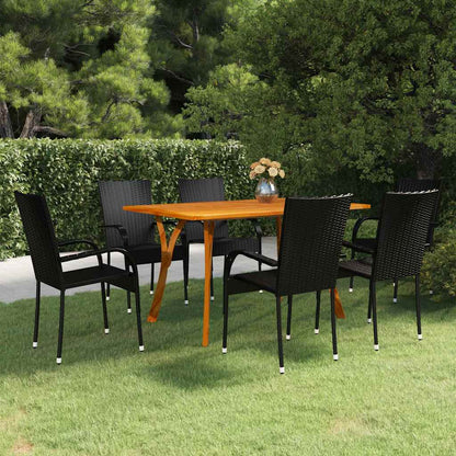 7 Piece Garden Dining Set Black