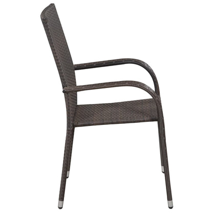 Dining Set | Brown | Solid acacia wood, PE rattan, Powder-coated steel