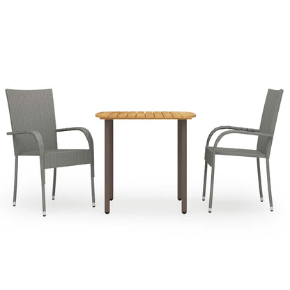Dining Set | Grey | Solid acacia wood | Medium | Stackable | Dining Set
