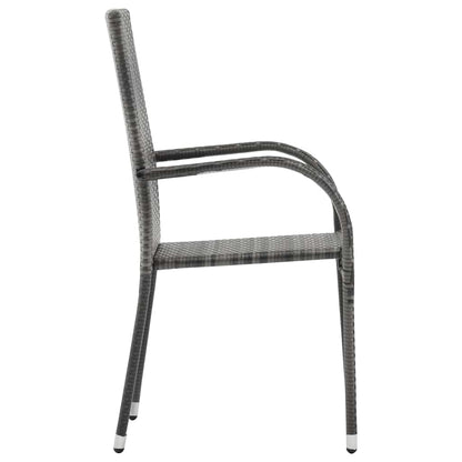 Dining Set | Grey | Solid acacia wood | Medium | Stackable | Dining Set