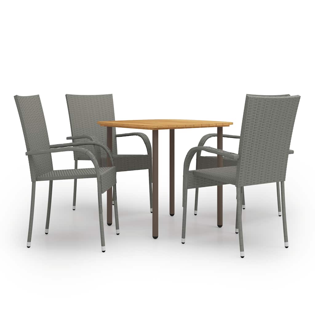 Dining Set | Grey | Solid acacia wood | Medium | Stackable