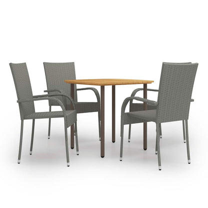 Dining Set | Grey | Solid acacia wood | Medium | Stackable