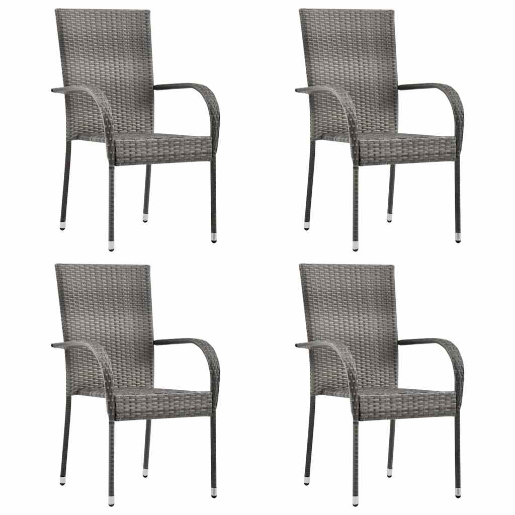 Dining Set | Grey | Solid acacia wood | Medium | Stackable