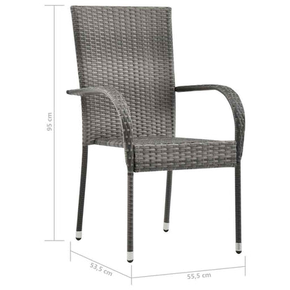 Dining Set | Grey | Solid acacia wood | Medium | Stackable