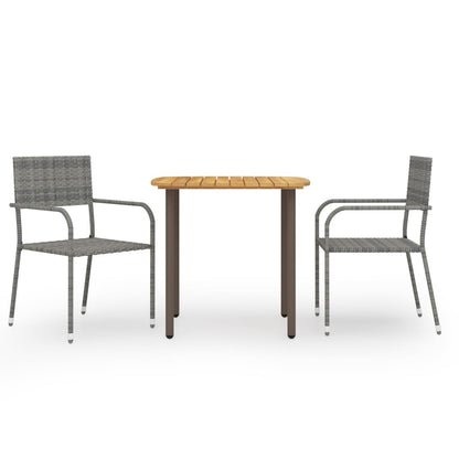Dining Set | Grey | Solid acacia wood, steel, PE rattan | Small