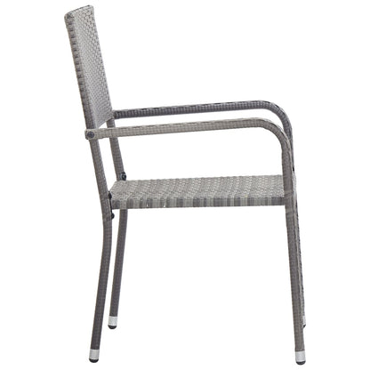 Dining Set | Grey | Solid acacia wood, steel, PE rattan | Small