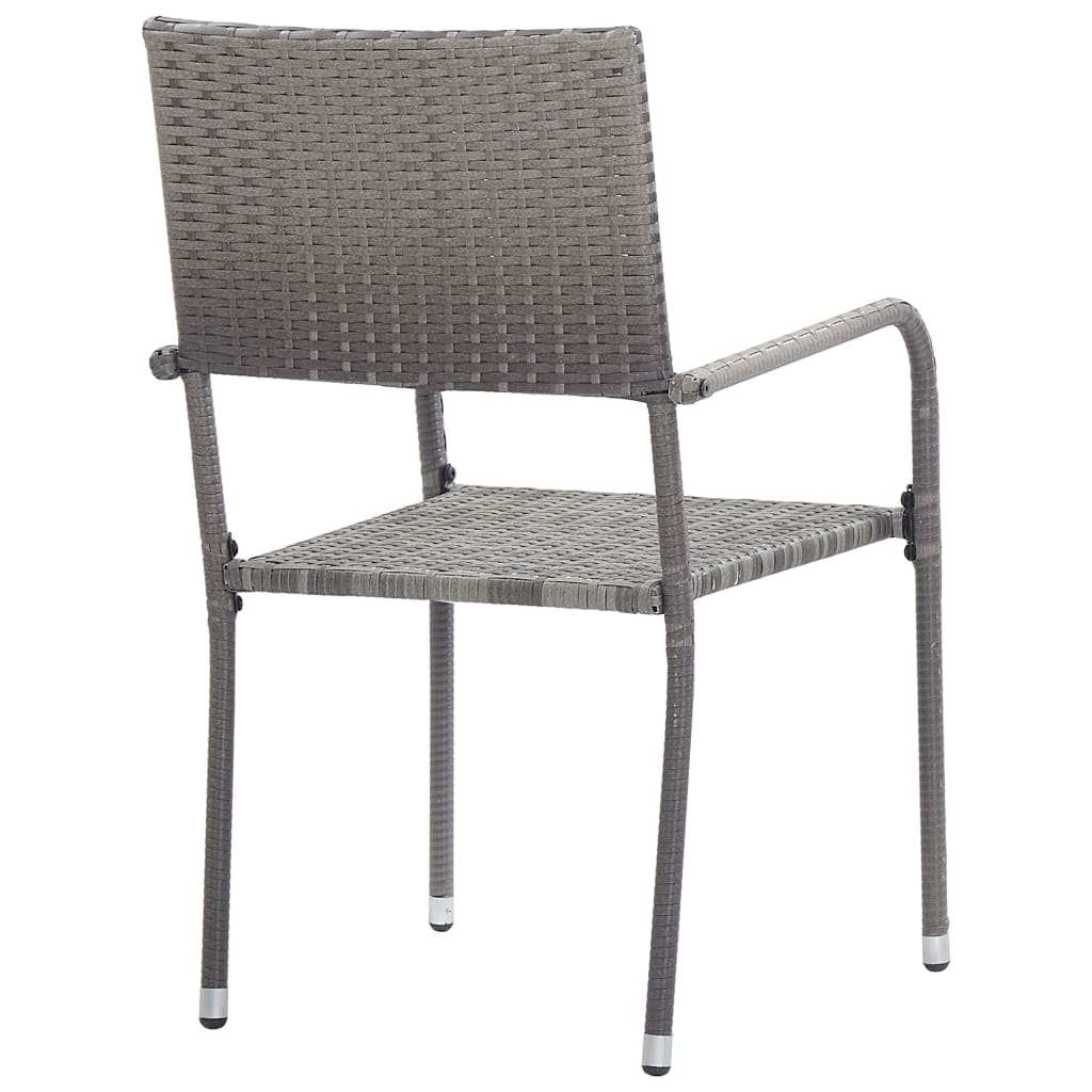 Dining Set | Grey | Solid acacia wood, steel, PE rattan | Small